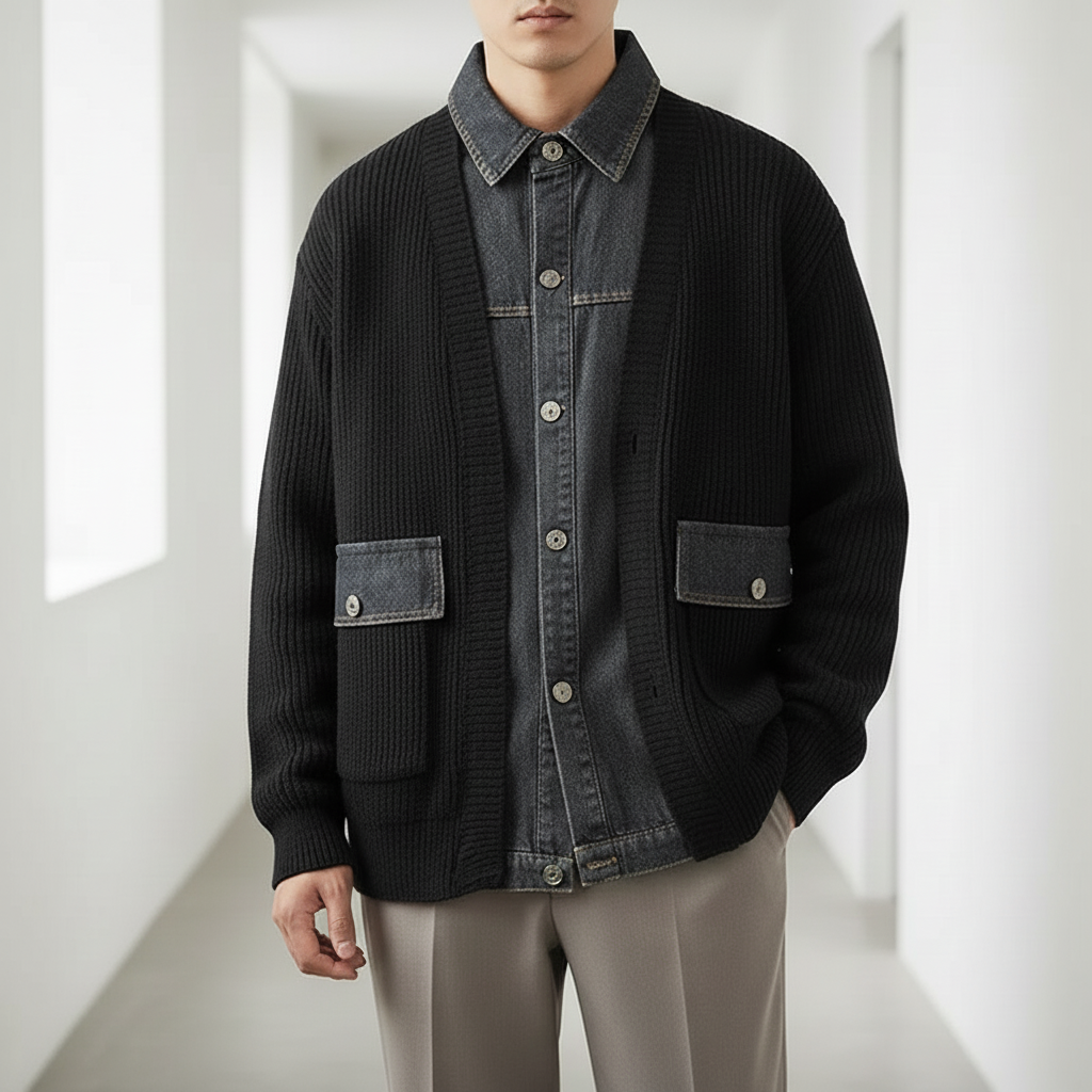 LEVI DENIM PANEL CARDIGAN