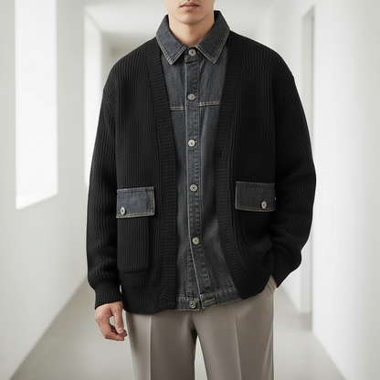 LEVI DENIM PANEL CARDIGAN