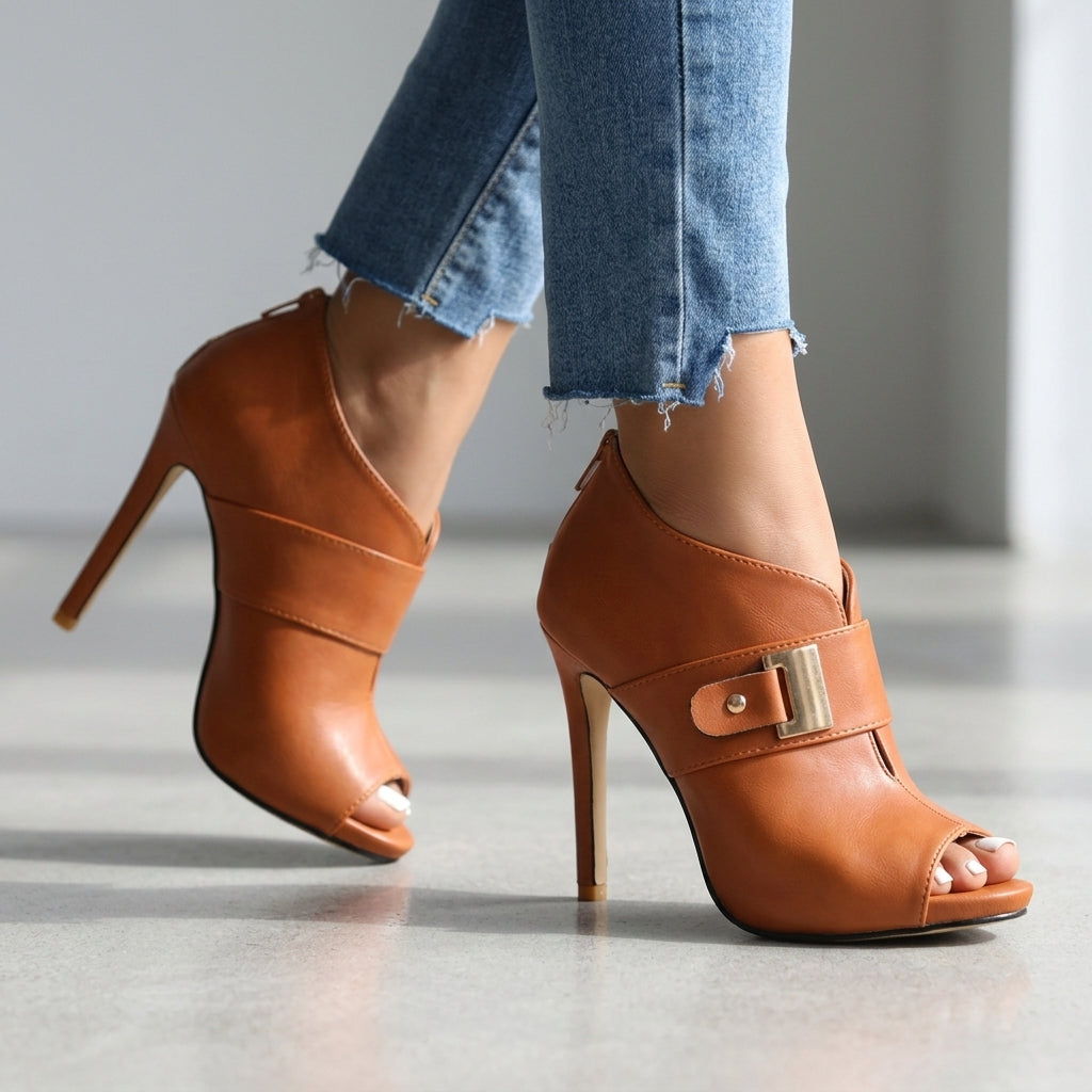 Ariana Open Toe Buckle Heels